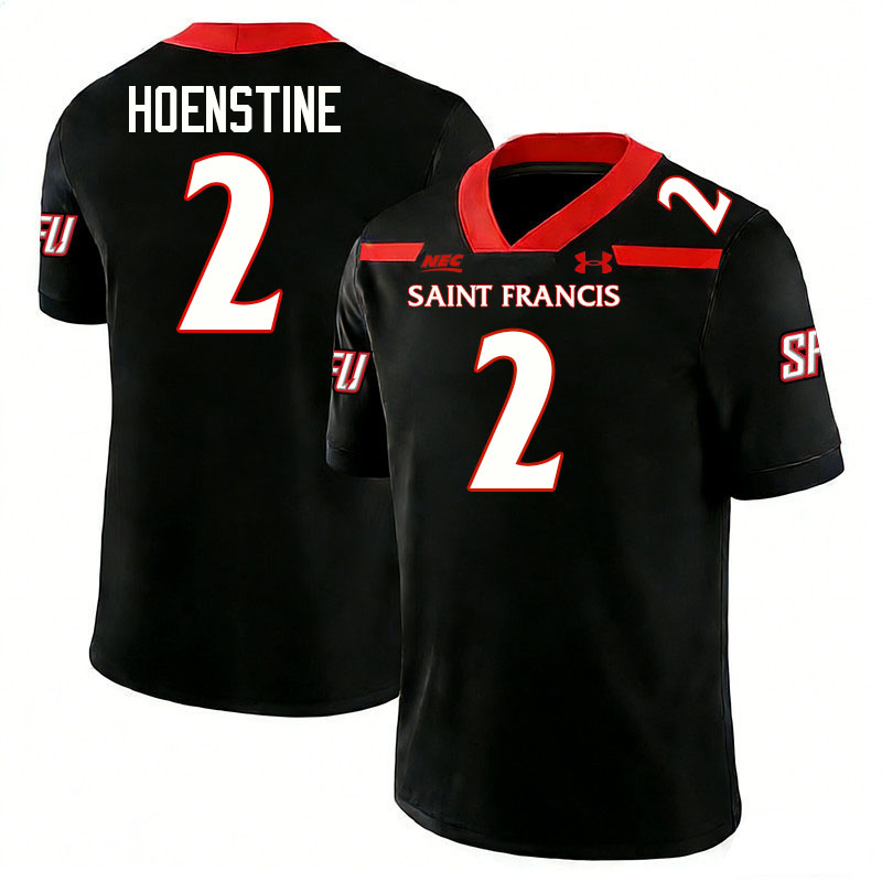 Saint Francis Red Flash #2 Jeff Hoenstine College Football Jerseys,Uniforms Stitched-Black
